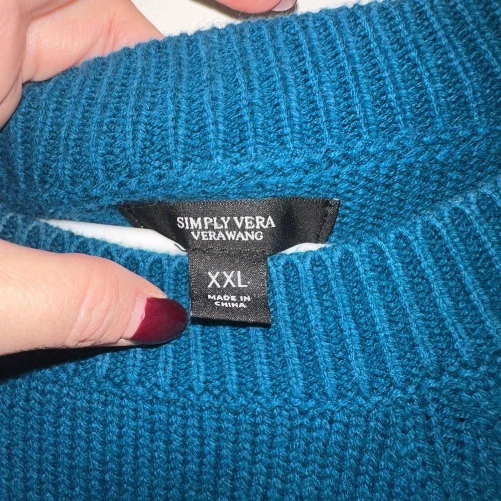 Simply Vera Vera Wang Teal Crew Neck Sweater